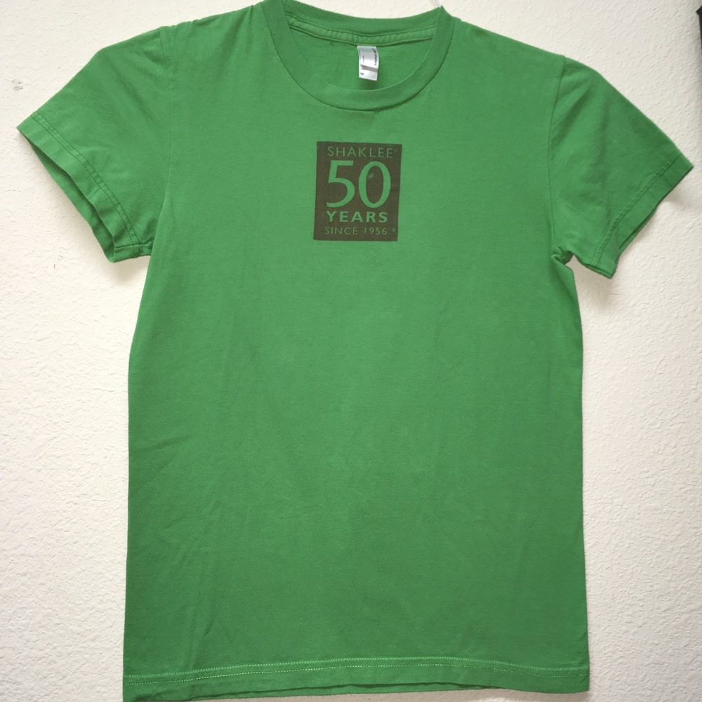 Shaklee green  t-shirt “50 years since 1956”womens Medium marketing top